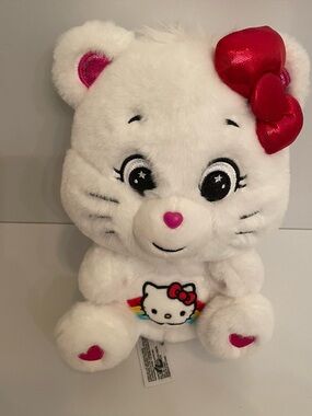 Sanrio Care Bears Hello Kitty Cheer Bear 10" Plush Stuffed Animal Soft 2023